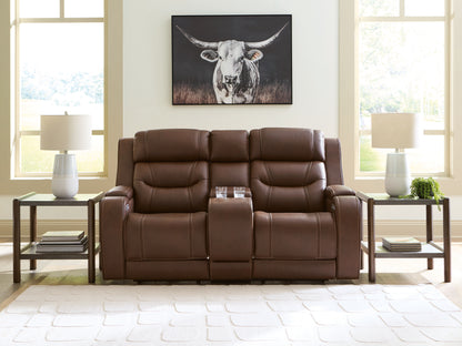 Ocala Furniture Outlet - Ashley Furniture - Knightington Living Room - PWR REC Love w/Audio Seating / Brown - PCU1160218A