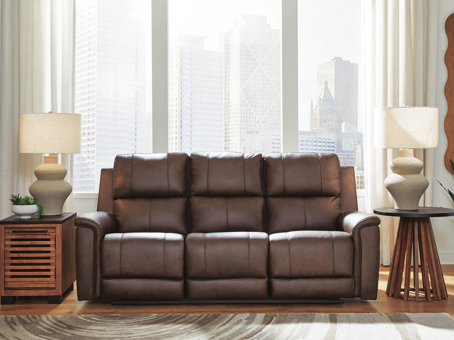 Ocala Furniture Outlet - Ashley Furniture - Bleckley Living Room - PWR REC Sofa with ADJ Headrest / Espresso - PCU1200115