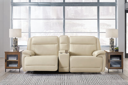 Ocala Furniture Outlet - Ashley Furniture - Double Deal Sectional - 3-Piece Power Reclining Loveseat Sectional with Console / Almond - U13001S4