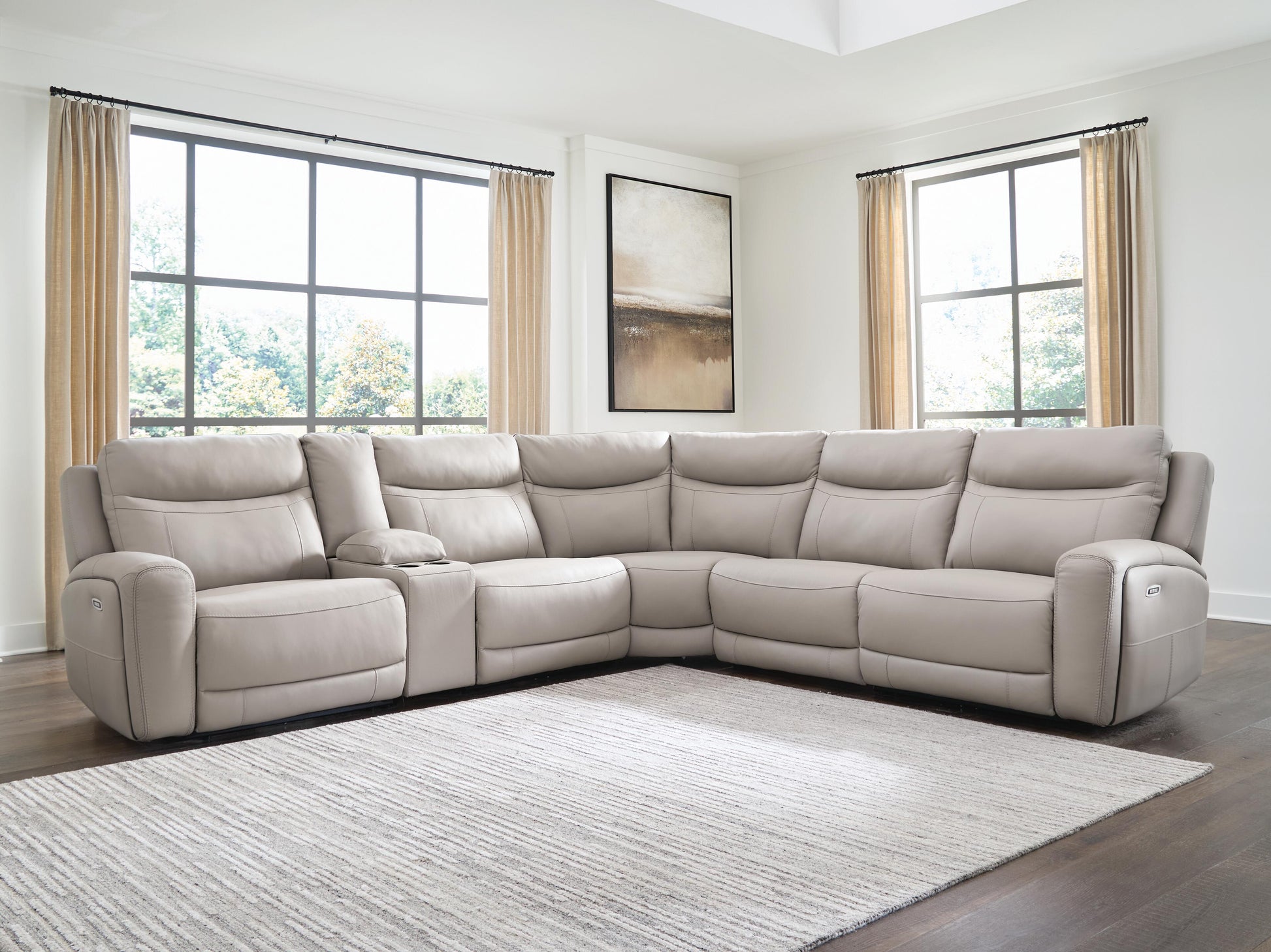 Ocala Furniture Outlet - Ashley Furniture - Gravier Sectional - 6-Piece Power Reclining Sectional with Storage Console - U13300S5