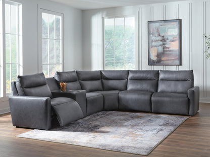 Ocala Furniture Outlet - Ashley Furniture - ModZ Sectional - 6-Piece Power Reclining Sectional with Audio Console / Blue - U14001S9
