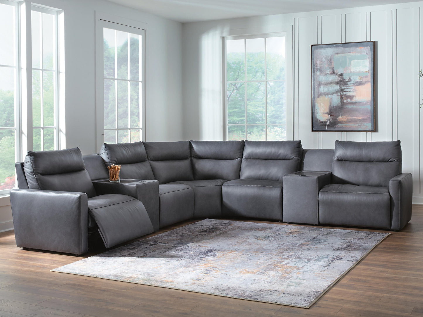 Ocala Furniture Outlet - Ashley Furniture - ModZ Sectional - 7-Piece Power Reclining Sectional with Audio Consoles - U14001S8