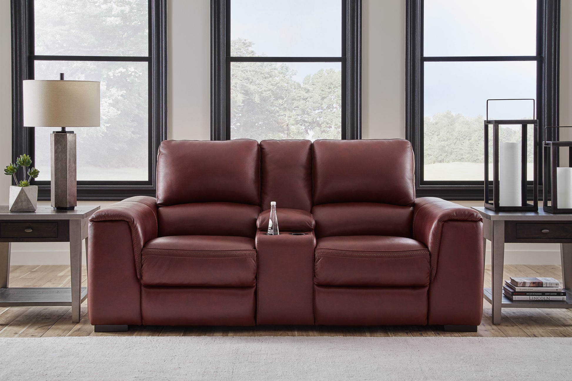 Ocala Furniture Outlet - Ashley Furniture - Alessandro Living Room - PWR REC Loveseat/CON/ADJ HDRST / Garnet - U2550118
