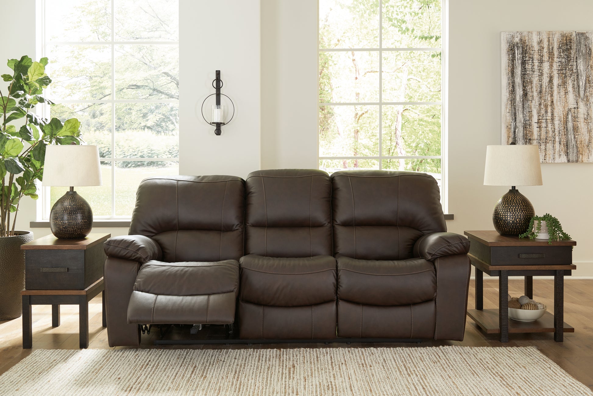 Ocala Furniture Outlet - Ashley Furniture - Leesworth Living Room - Reclining Power Loveseat / Ocean - U4380974