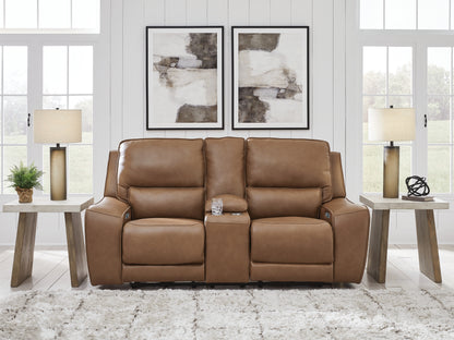 Ocala Furniture Outlet - Ashley Furniture - DeepWakes Living Room - PWR REC Loveseat/CON/ADJ HDRST / Caramel - PCU6260618