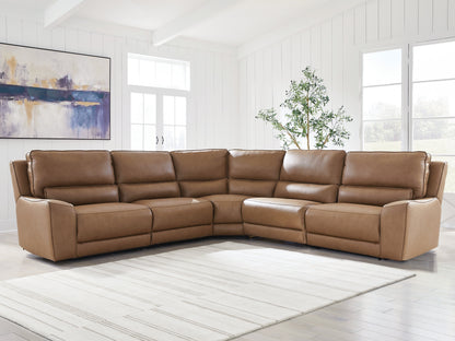 Ocala Furniture Outlet - Ashley Furniture - DeepWakes Sectional - 5-Piece Power Reclining Sectional / Caramel - PCU62606S8
