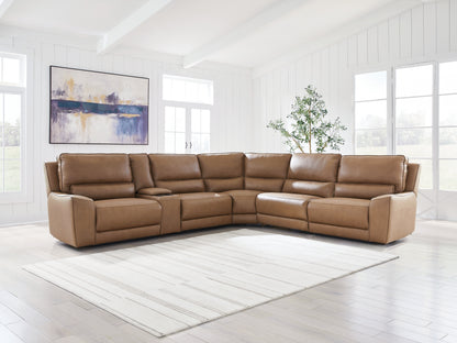 Ocala Furniture Outlet - Ashley Furniture - DeepWakes Sectional - 6-Piece Reclining Sectional with Storage Console / Caramel - PCU62606S36