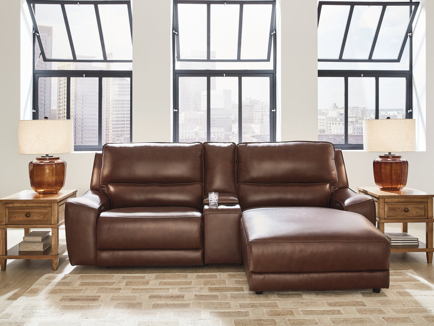 Ocala Furniture Outlet - Ashley Furniture - DeepWakes Sectional - 3-Piece Power Reclining Sectional with Chaise / Canyon - PCU62607S4