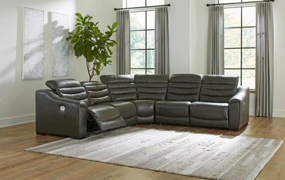 Ocala Furniture Outlet - Ashley Furniture - Center Line Sectional - 5-Piece Power Reclining Sectional / Dark Gray - U63404S3