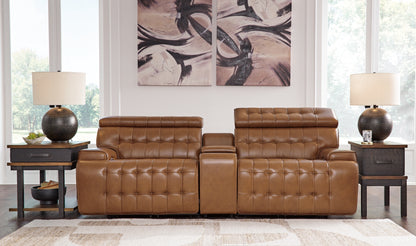 Ocala Furniture Outlet - Ashley Furniture - Temmpton Sectional - 3-Piece Power Reclining Sectional Loveseat with Console / Chocolate - U92708S2