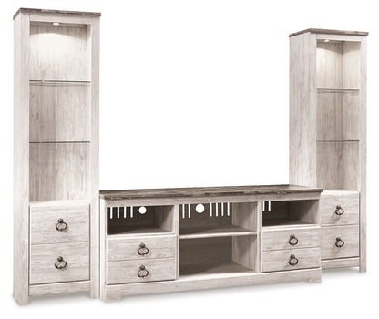 Ocala Furniture Outlet - Ashley Furniture - Willowton 3-Piece Entertainment Center - 3-Piece Entertainment Center / Whitewash - W267W16