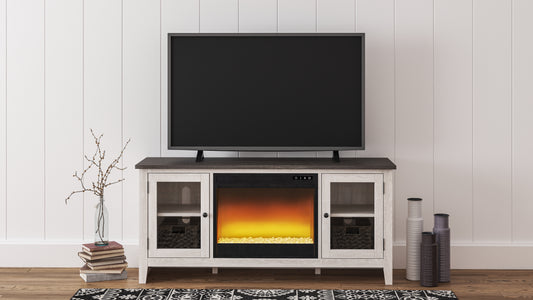 Ocala Furniture Outlet - Ashley Furniture - Dorrinson 60" TV Stand with Electric Fireplace - 60" TV Stand with Electric Fireplace / Two-tone - W287W2