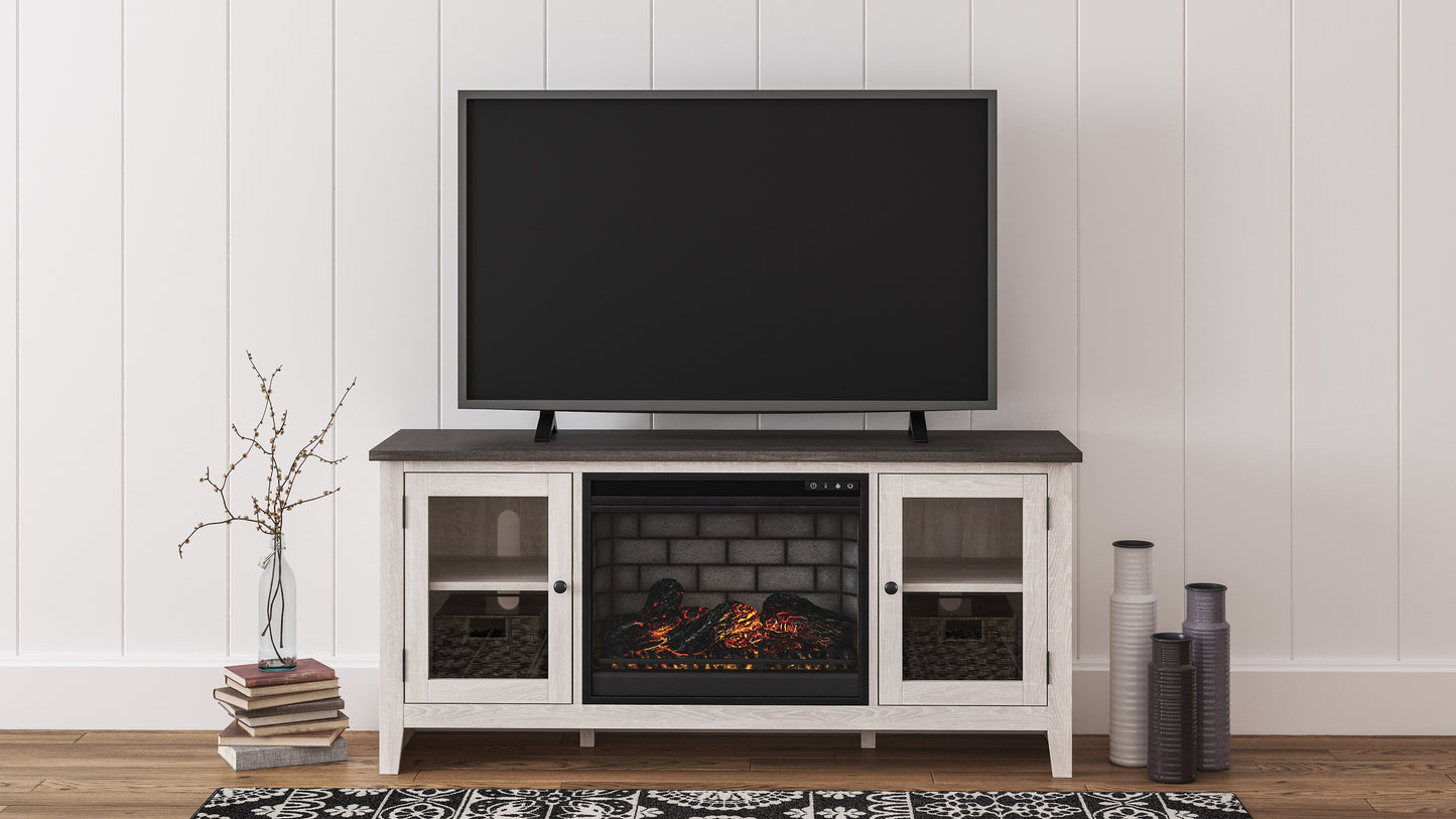 Ocala Furniture Outlet - Ashley Furniture - Dorrinson 60" TV Stand with Electric Fireplace - 60" TV Stand with Electric Fireplace / Two-tone - W287W3