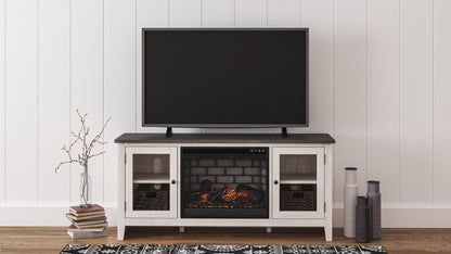 Ocala Furniture Outlet - Ashley Furniture - Dorrinson 60" TV Stand with Electric Fireplace - 60" TV Stand with Electric Fireplace / Two-tone - W287W3