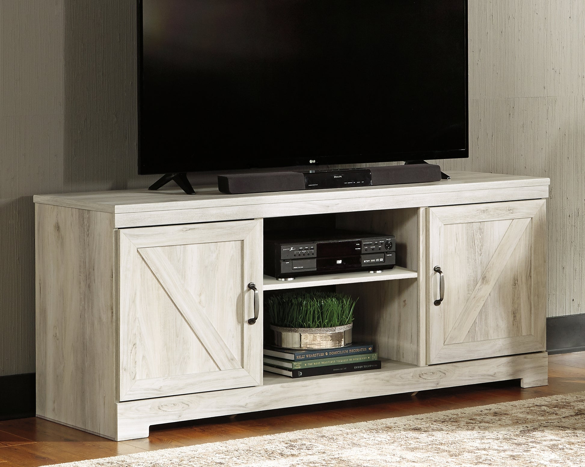 Ocala Furniture Outlet - Ashley Furniture - Bellaby TV Stand - 63" / Whitewash - W331-68
