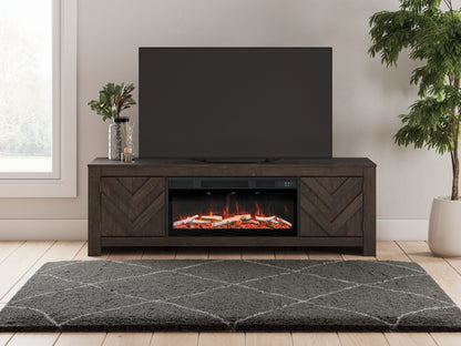 Ocala Furniture Outlet - Ashley Furniture - Cayboni 71" TV Stand with Electric Fireplace - 71" TV Stand with Electric Fireplace / Black - W3789W1