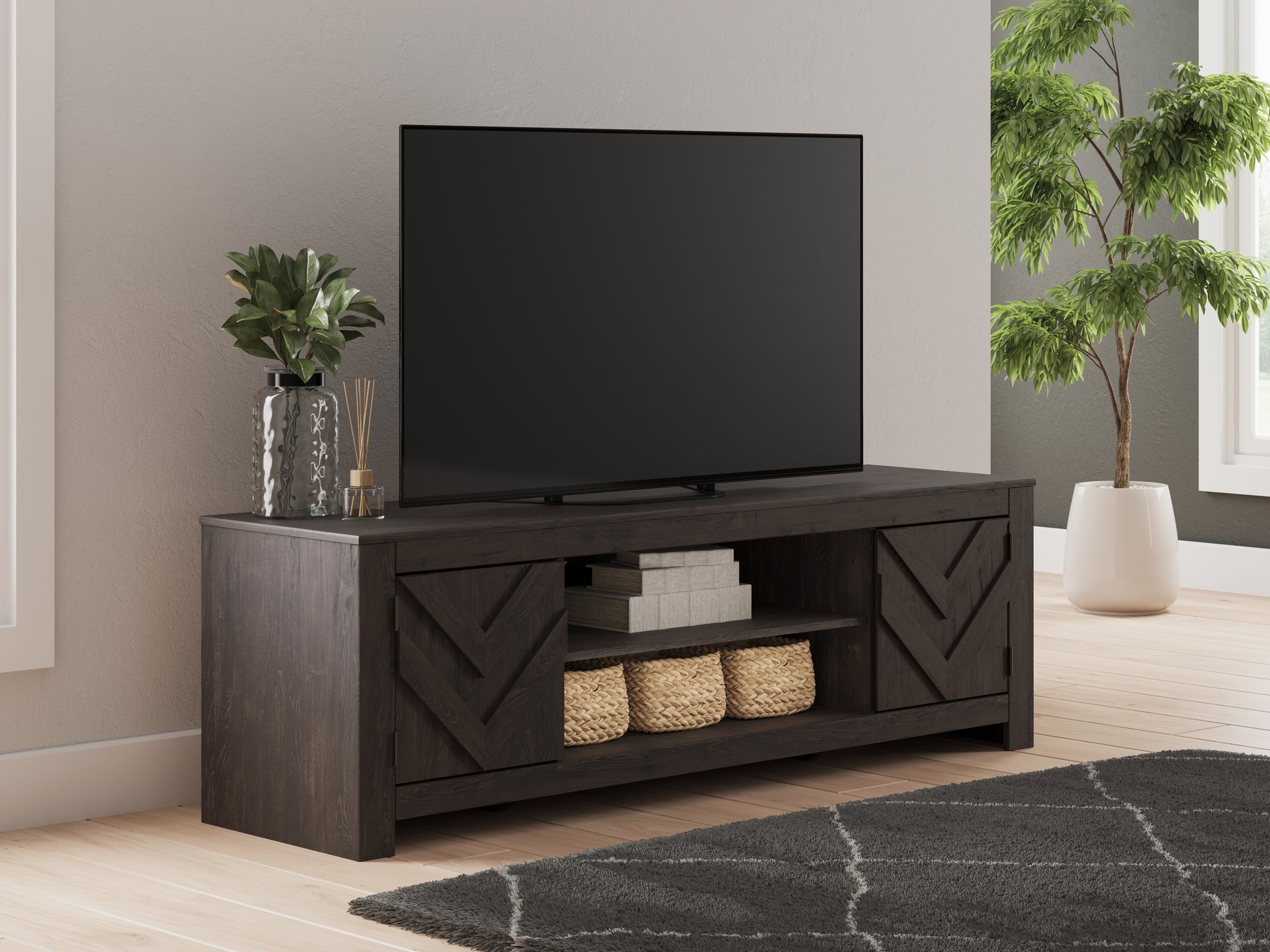 Ocala Furniture Outlet - Ashley Furniture - Cayboni TV Stand - 71" / Black - W3789-68