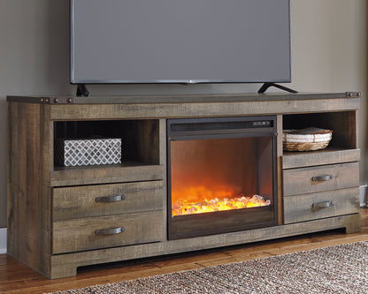 Ocala Furniture Outlet - Ashley Furniture - Trinell 63" TV Stand with Electric Fireplace - 63" TV Stand with Electric Fireplace / Brown - W446W5