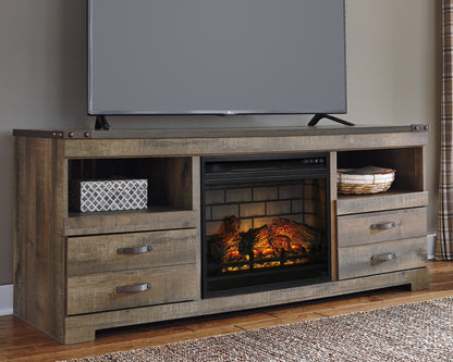 Ocala Furniture Outlet - Ashley Furniture - Trinell 63" TV Stand with Electric Fireplace - 63" TV Stand with Electric Fireplace / Brown - W446W9