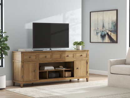 Ocala Furniture Outlet - Ashley Furniture - Sharlance 81" TV Stand - 81" / Light Brown - W655-68