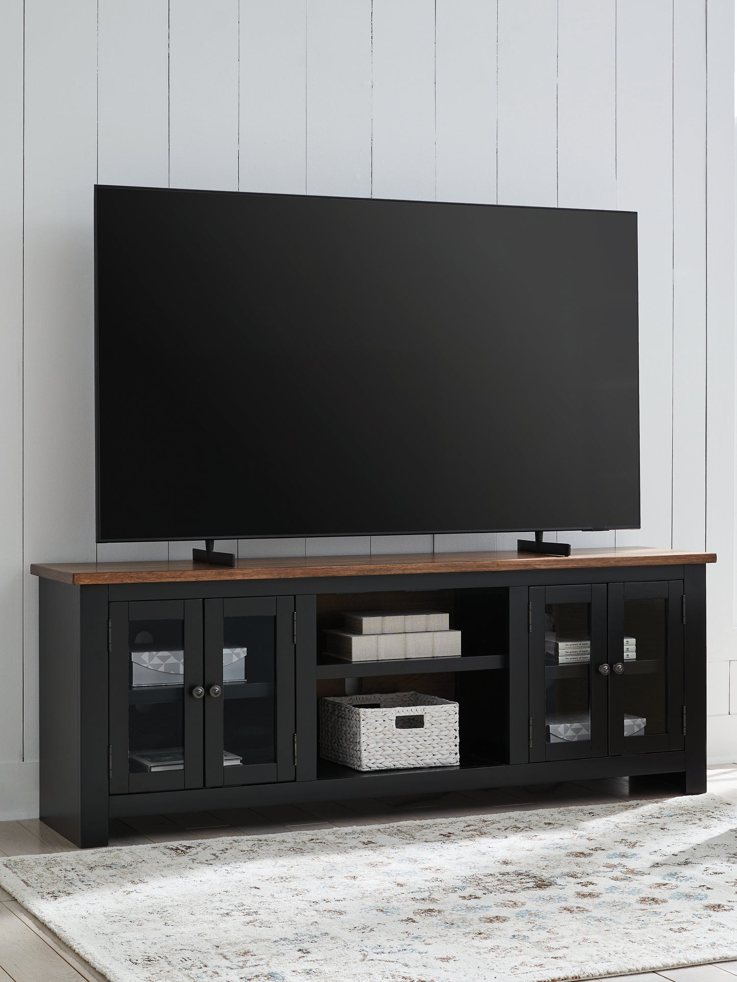 Ocala Furniture Outlet - Ashley Furniture - Wildenauer 76" TV Stand - 76" / Brown/Black - W664-68