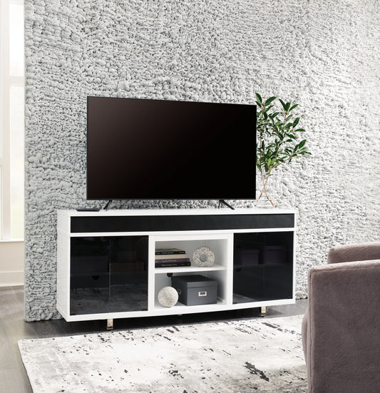 Ocala Furniture Outlet - Ashley Furniture - Gardoni 72" TV Stand - 72" / White/Black - W756-68