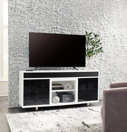 Ocala Furniture Outlet - Ashley Furniture - Gardoni 72" TV Stand - 72" / White/Black - W756-68