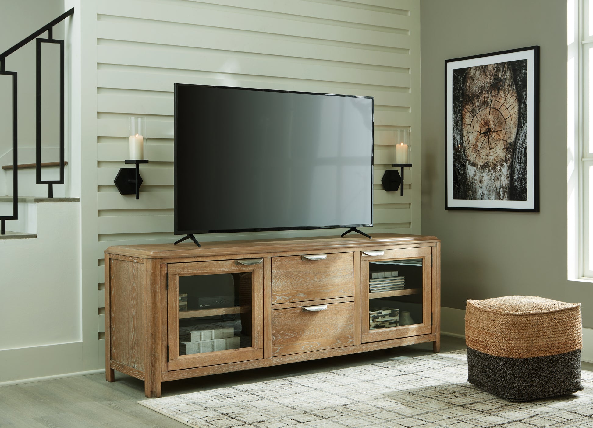 Ocala Furniture Outlet - Ashley Furniture - Rencott 80" TV Stand - 80" / Light Brown - W781-68