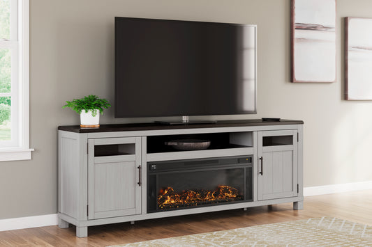 Ocala Furniture Outlet - Ashley Furniture - Darborn 88" TV Stand with Electric Fireplace - 88" TV Stand with Electric Fireplace / Gray/Brown - W796W1