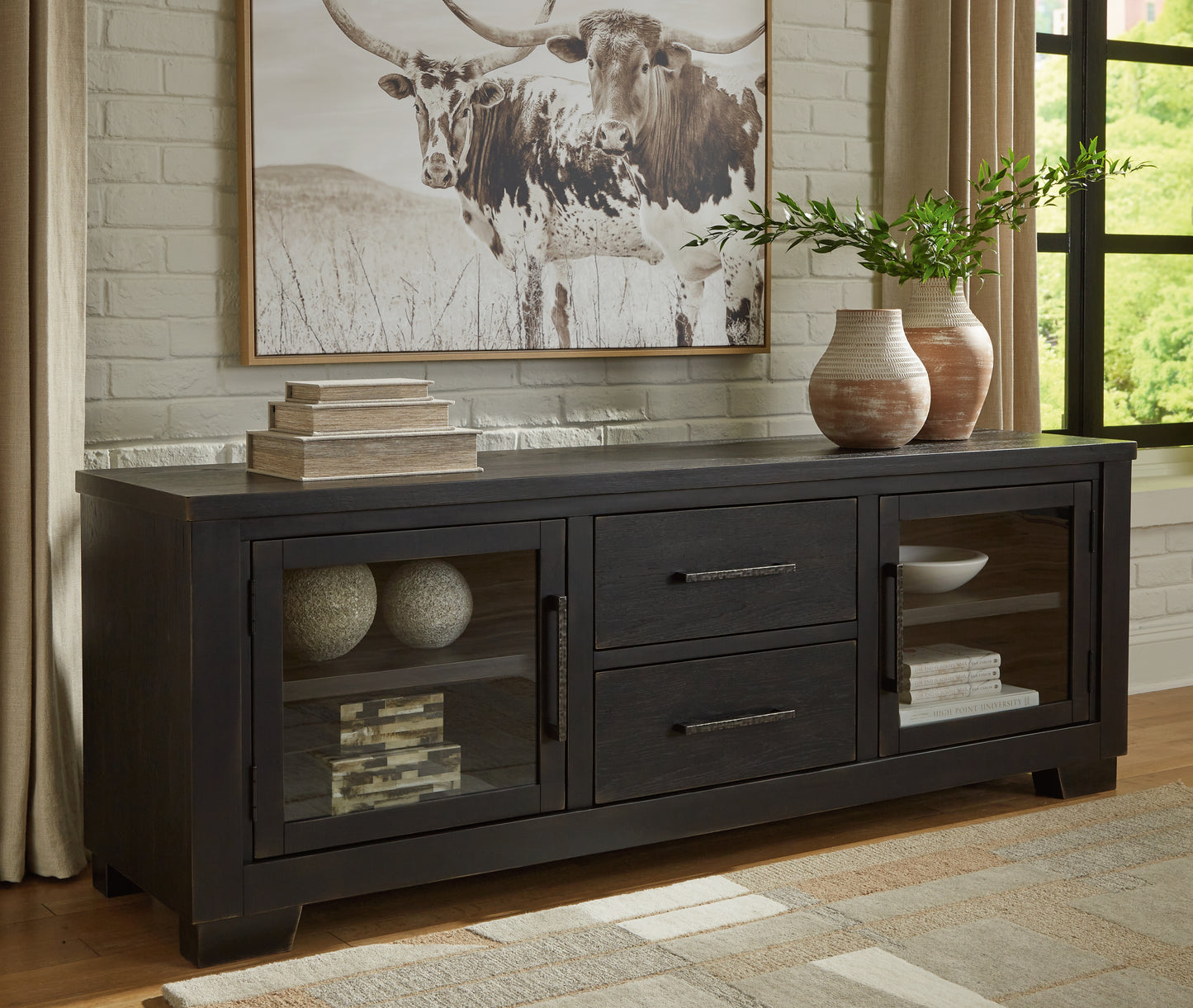 Ocala Furniture Outlet - Ashley Furniture - Galliden 80" TV Stand - 80" / Black - W841-168