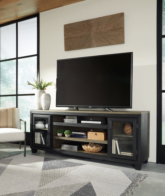 Ocala Furniture Outlet - Ashley Furniture - Foyland 83" TV Stand - 83" / Black/Brown - W989-68